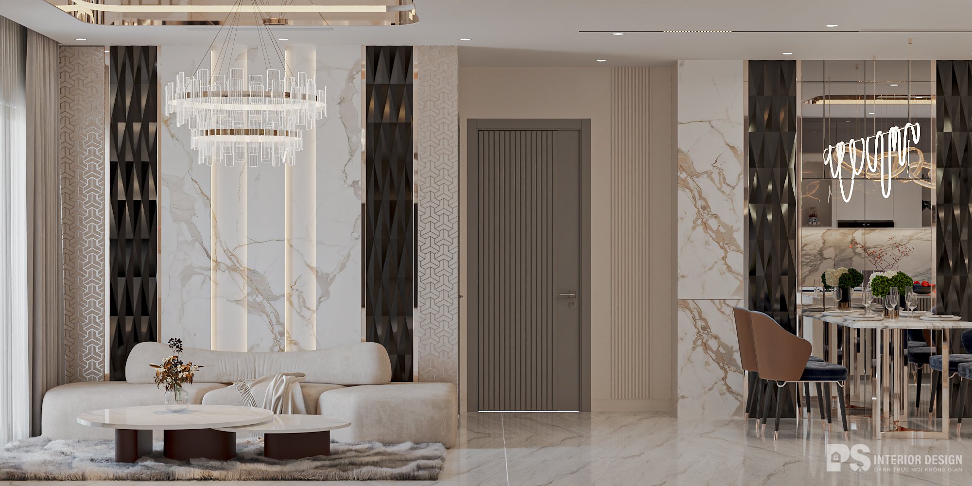 thiết kế nội thất căn hộ Eaton Park Thủ Đức chất kim loại 