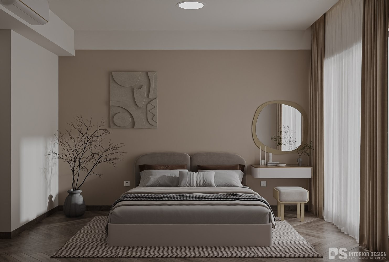 phòng ngủ căn hộ diamond centery celadon city đơn giản