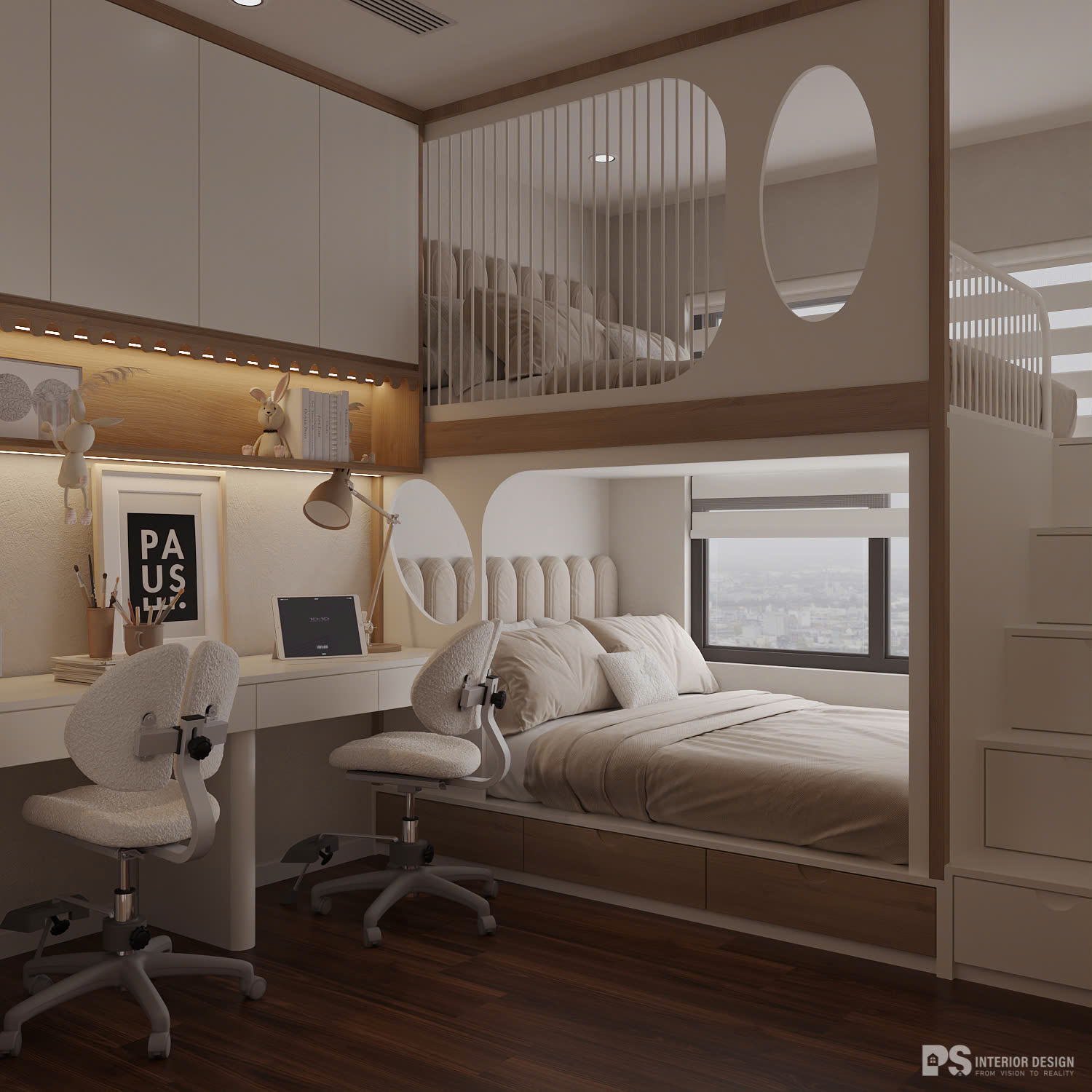 thiết kế nội thất căn hộ The Privia Khang Điền phòng ngủ bé