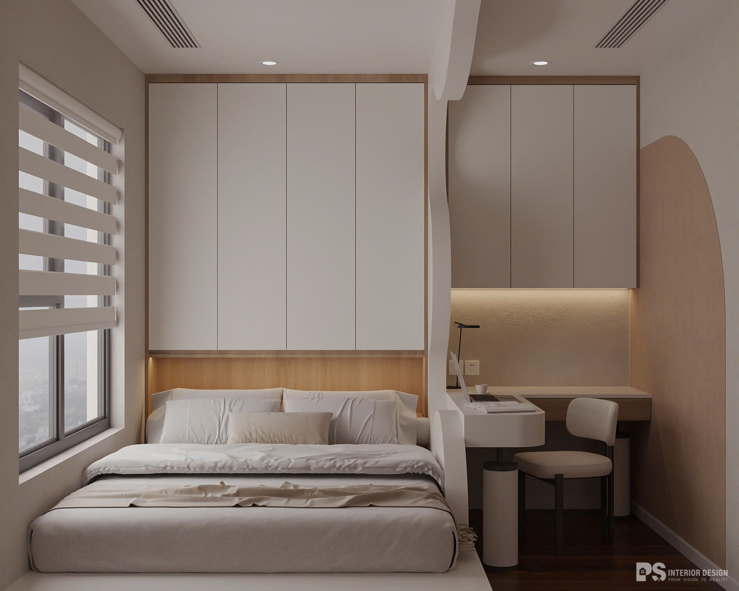 thiết kế nội thất căn hộ The Privia Khang Điền phòng ngủ phụ