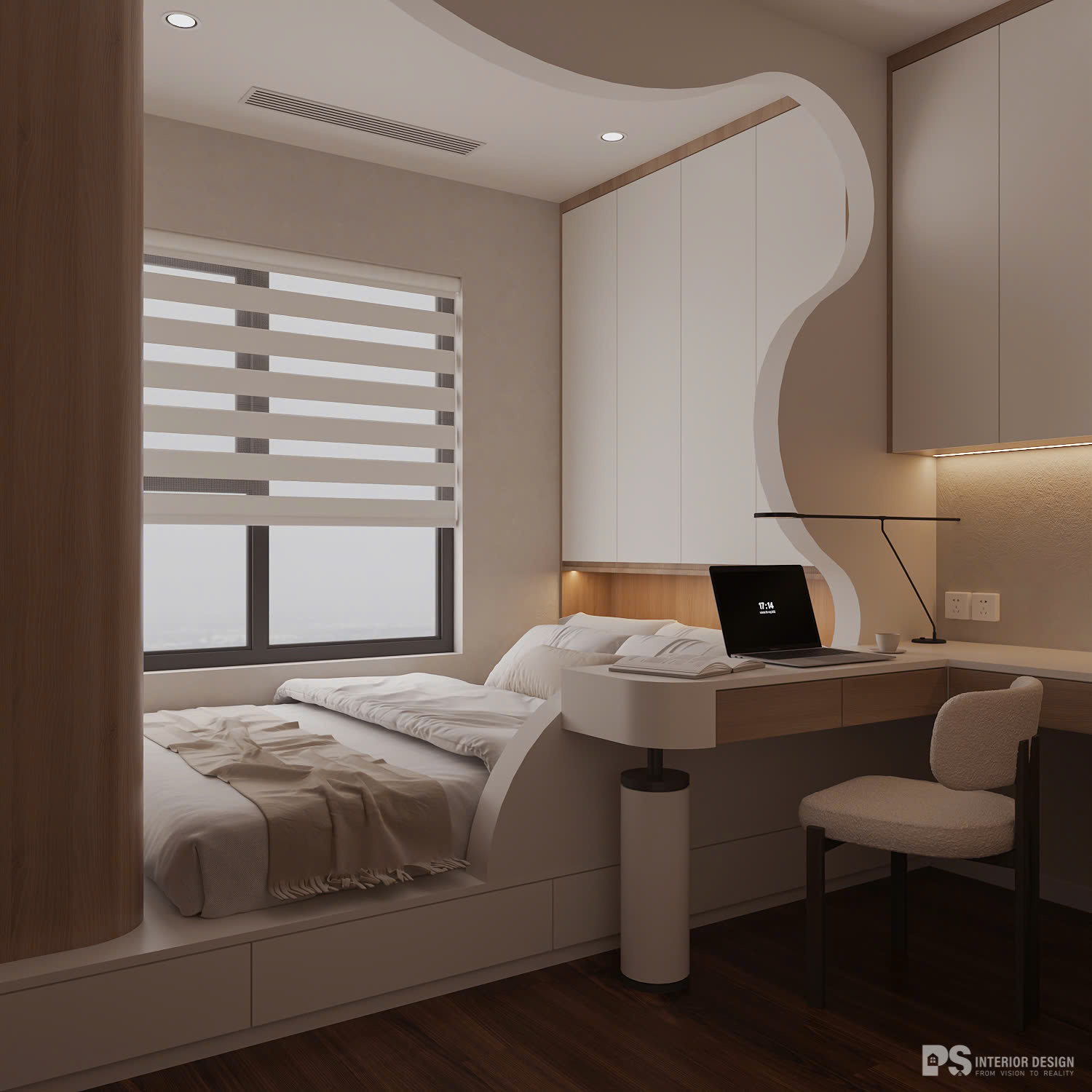 thiết kế thi công nội thất căn hộ The Privia Khang Điền phòng ngủ phụ