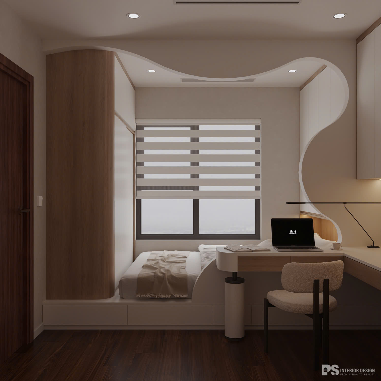 thiết kế nội thất căn hộ The Privia Khang Điền phòng ngủ phụ đẹp