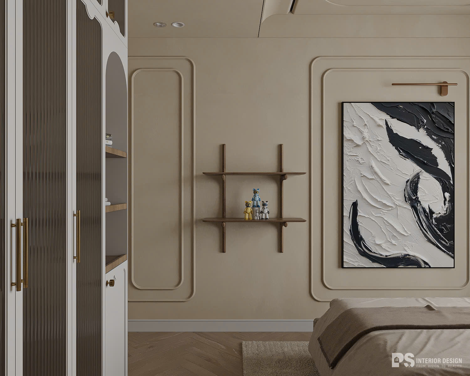 thiết kế nội thất căn hộ 2 phòng ngủ diamond centery celadon city phong cách wabi sabi