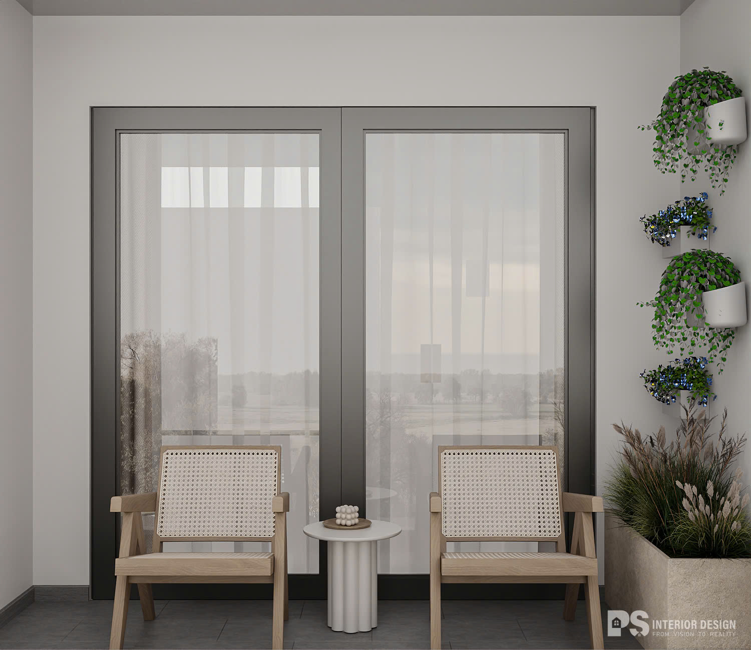 thiết kế nội thất căn hộ The Privia Khang Điền ban công