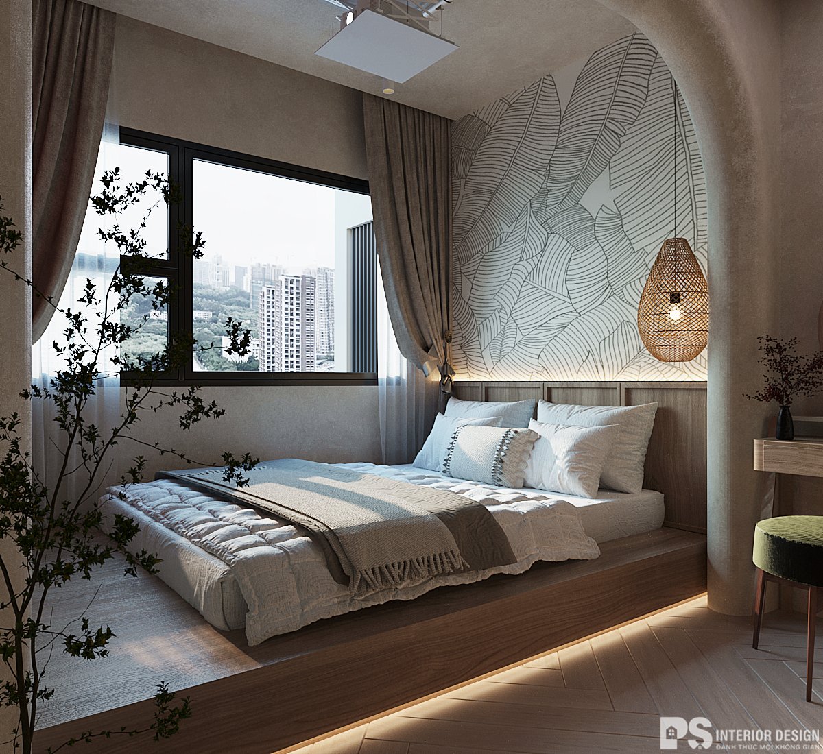 thiết kế nội thất căn hộ Diamond Brilliant wabi sabi đẹp