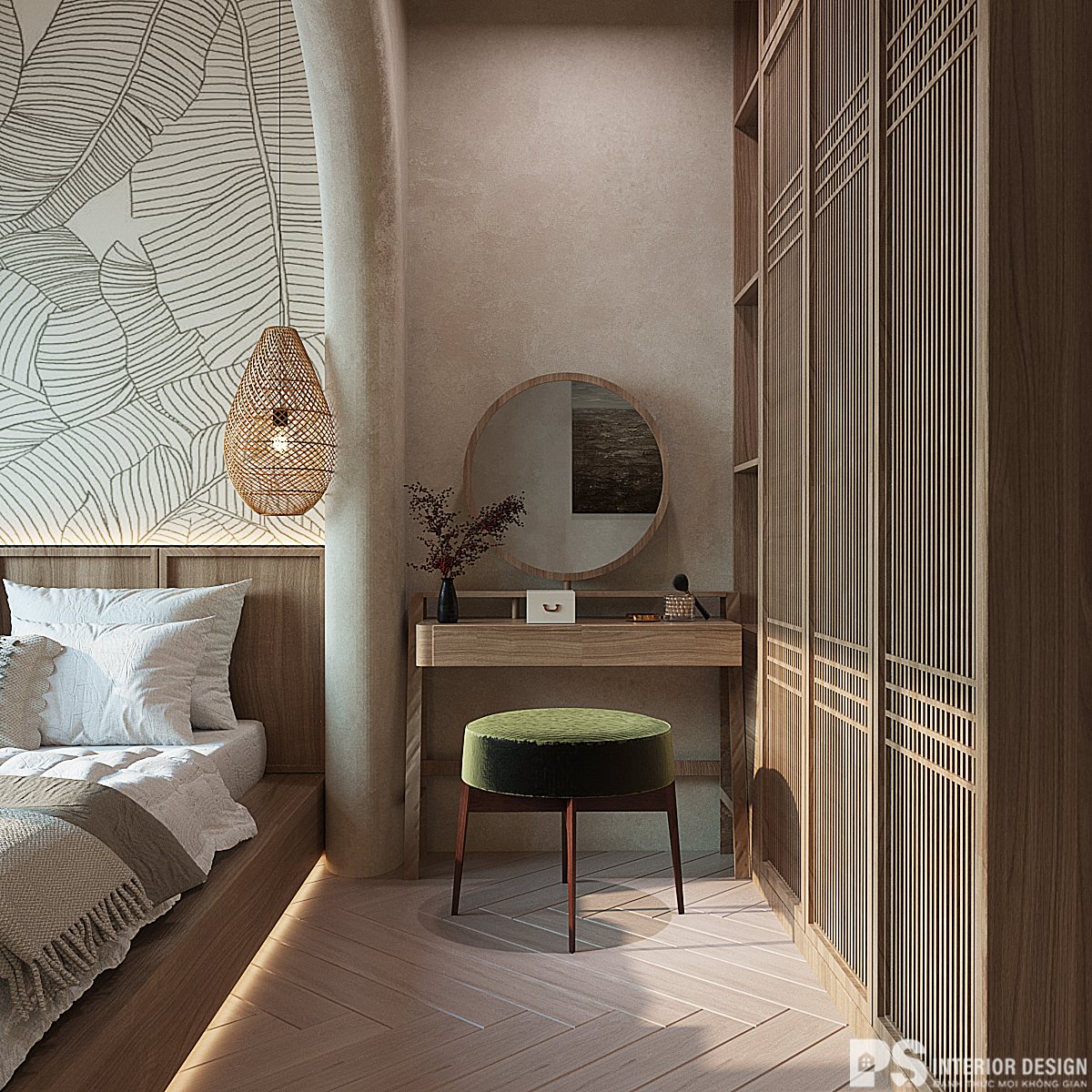 thiết kế thi công nội thất căn hộ Diamond Brilliant wabi sabi đẹp