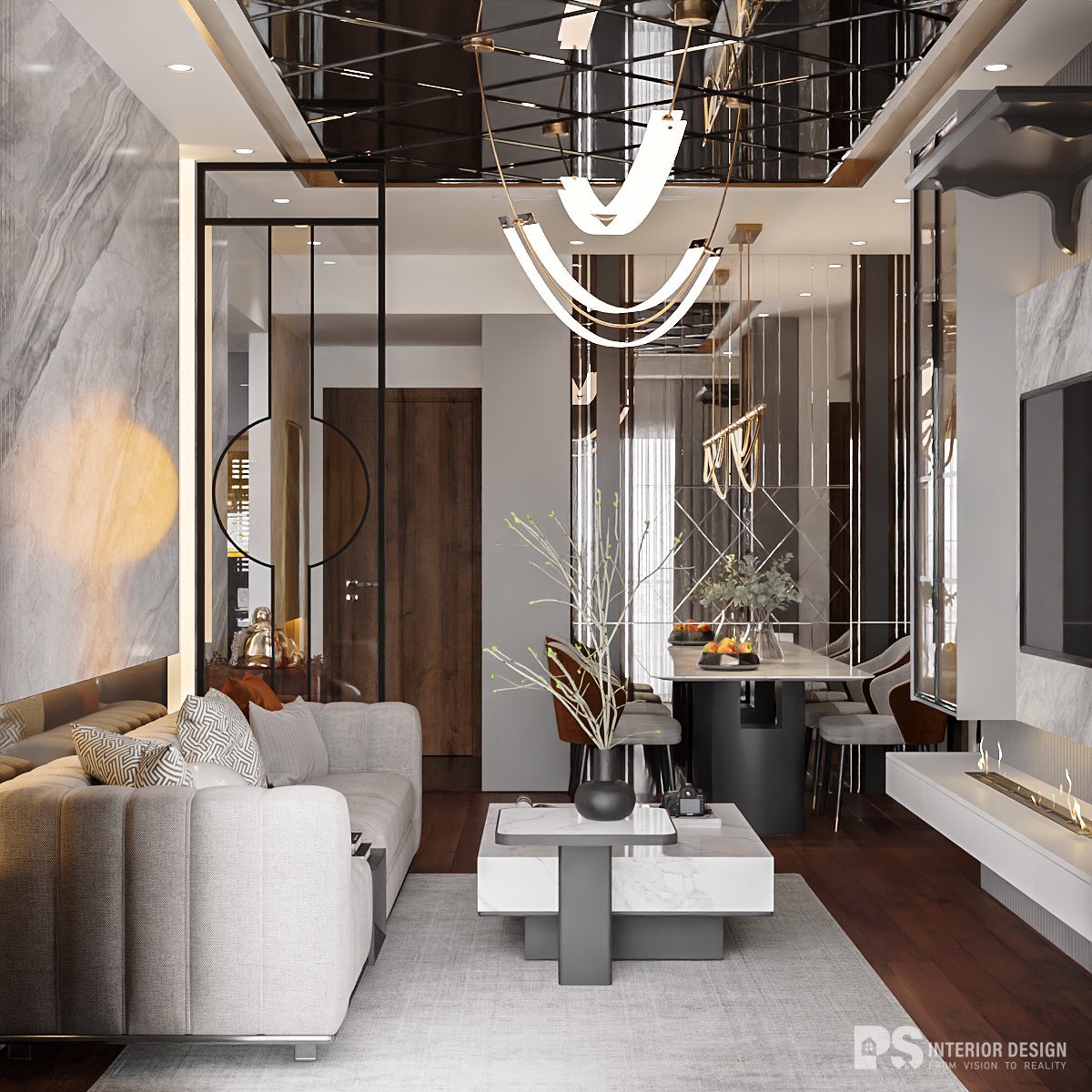 Thiết kế nội thất căn hộ Mizuki Park căn hộ 2 phòng ngủ sang trọng 