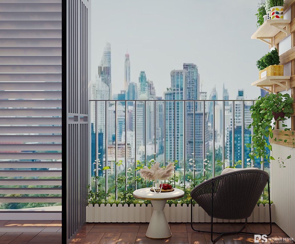 Thiết kế thi công nội thất căn hộ Hà Đô Centrosa ban công hiện đại 