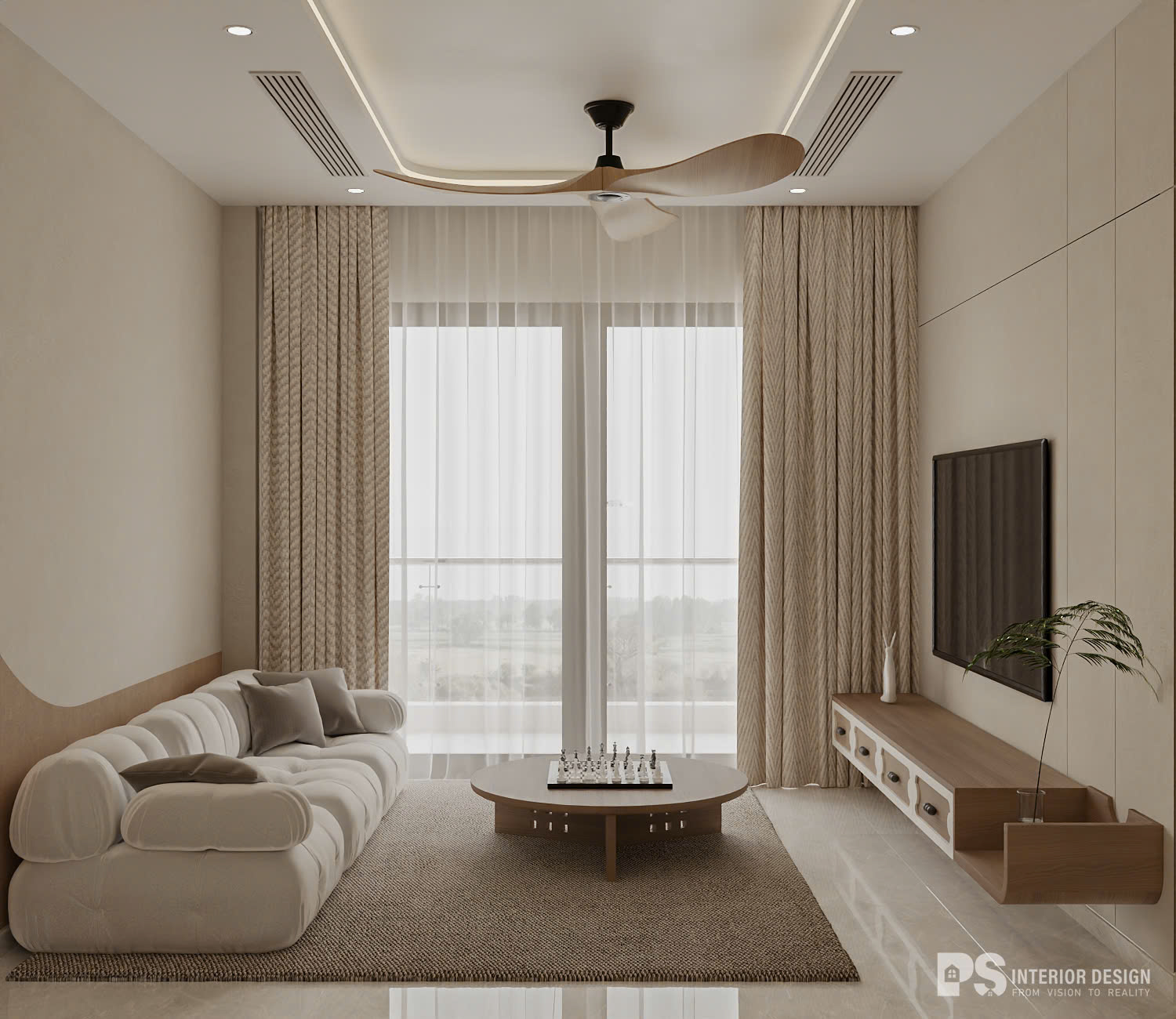 thiết kế nội thất căn hộ The Privia Khang Điền wabi sabi