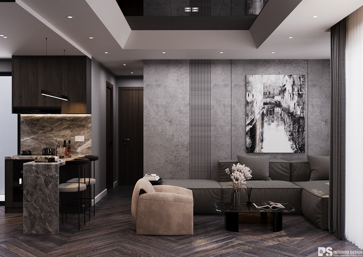 (Thiết kế nội thất Phòng khách được thực hiện bởi PS INTERIOR DESIGN)