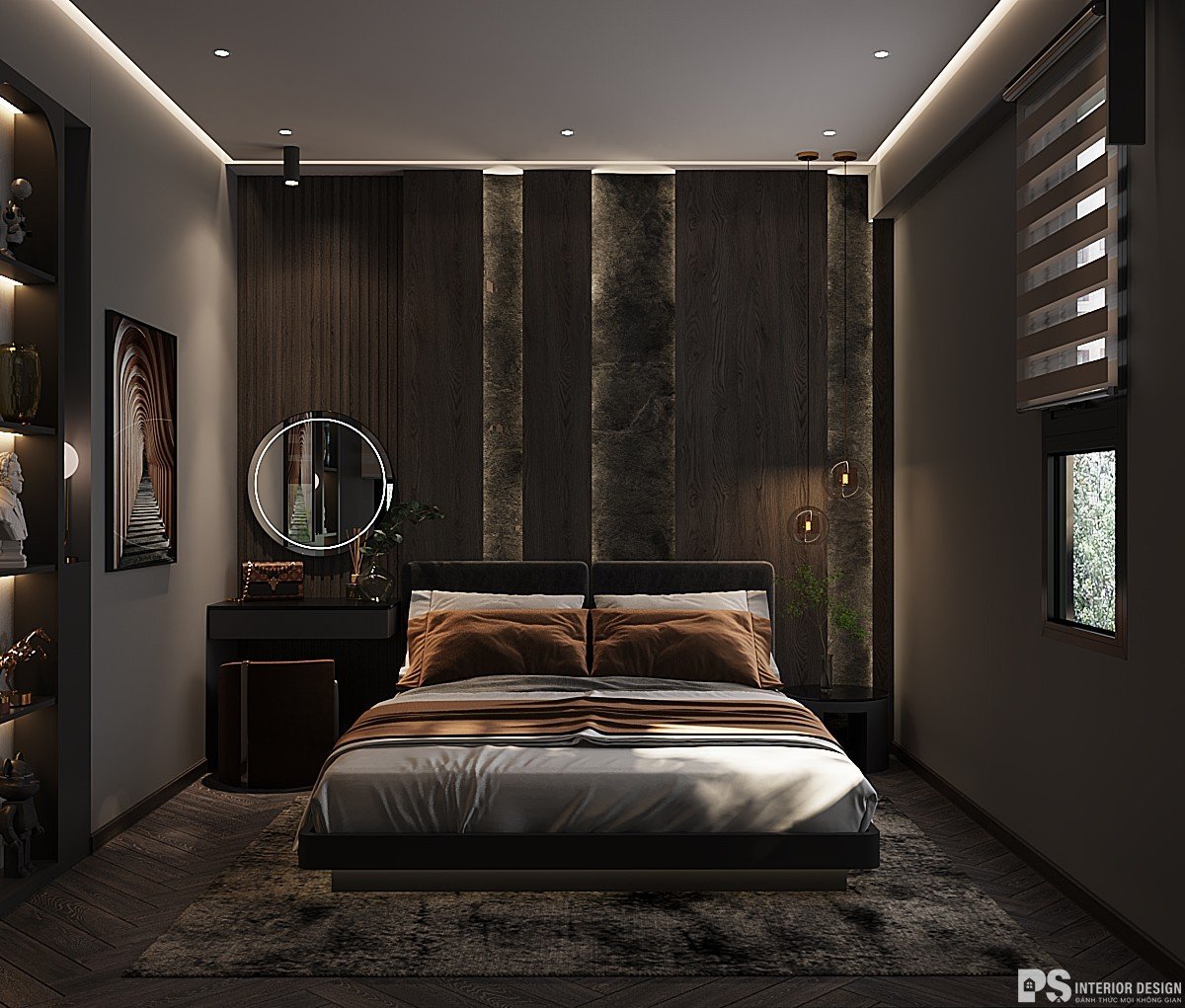 (Thiết kế nội thất Phòng ngủ master được thực hiện bởi PS INTERIOR DESIGN)