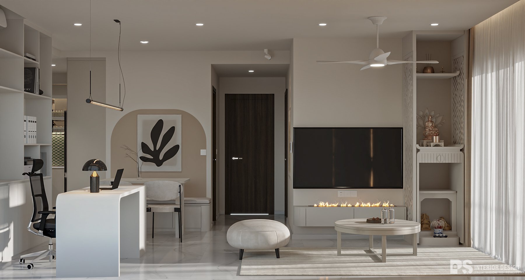 Thiết kế nội thất căn hộ Diamond Alnata Plus 2 phòng ngủ đẹp